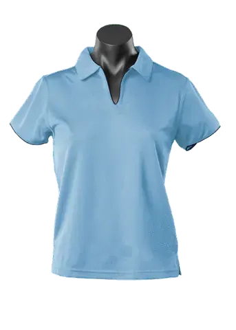 Aussie Pacific Ladies Yarra Polo Shirt 2302 Casual Wear Aussie Pacific Sky/Navy 16-18